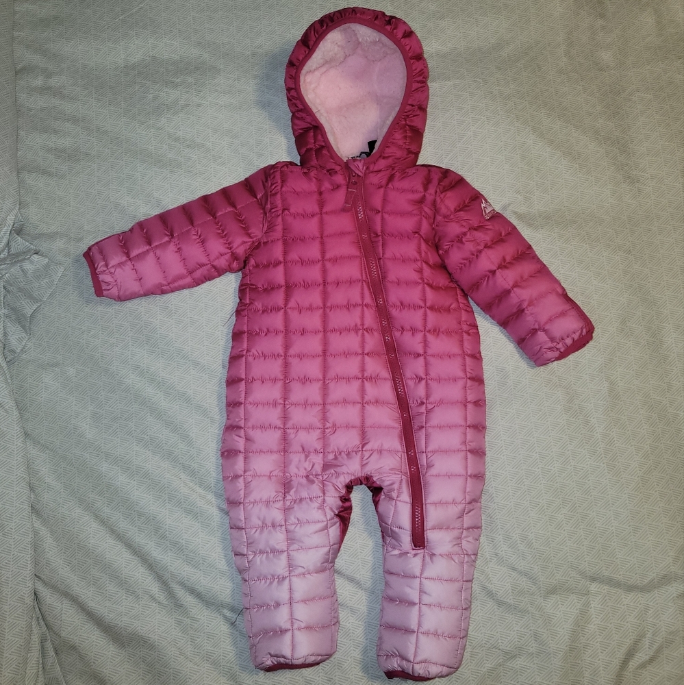 Snozu Pink Ombre Baby Girl Quilted Snowsuit Size 9/12 months